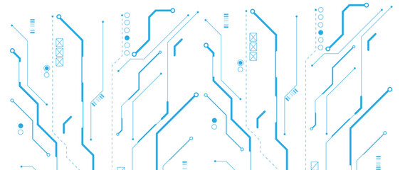 Fototapete - Abstract digital technology futuristic internet network speed connection white and blue background. Technology background with crossed lines and dots.