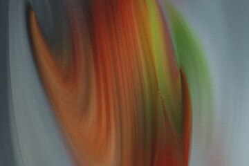 Poster - A blurry abstract image featuring a blend of orange green and yellow colors against a light background