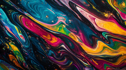 Poster - Surreal macro shot of a soap bubble surface with rainbow oil patterns and abstract swirls — ideal for artistic, psychedelic, or experimental designs.