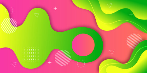 Poster - liquid color background design. fluid green gradient shapes composition. gradient abstract banner wi