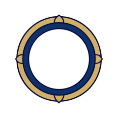 Poster - A meticulously designed circular graphic with an eye-catching color palette of gold and navy blue, ideal for conveying themes of elegance, and sophistication. 