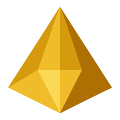 Poster - An eye-catching geometric pyramid is illustrated in vibrant hues of gold, its facets expertly crafted to catch the light and suggest an underlying solidity.
