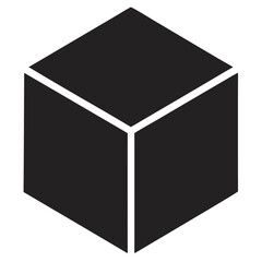 Poster - A simple 3D black cube representing geometric form and structure. Perfect for illustrating concepts of design, construction, or spatial relationships. 