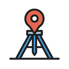 Poster - Geodetic Surveying Instrument Icon with Pin on Stand