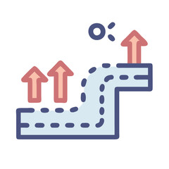 Poster - Upward trending arrows on winding road icon design