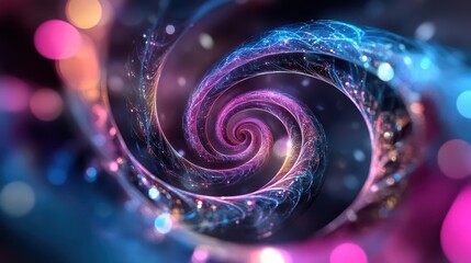 Poster - a vibrant, swirling fractal design with intricate details and glowing colors.