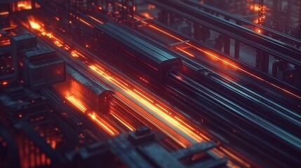 Aufkleber - Abstract industrial machine is glowing with red hot light