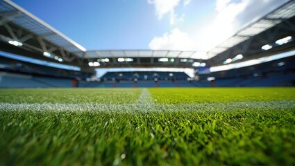 Poster - A green football field with white boundary lines.