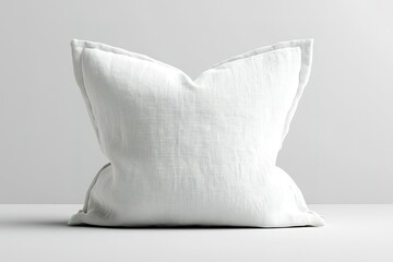 Poster - Soft white decorative pillow placed on a minimalist surface with a neutral backdrop showcasing its elegant design and texture