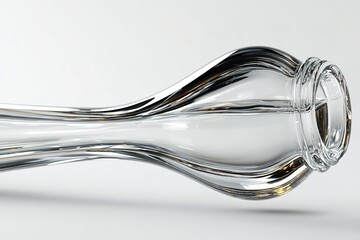 Poster - Unique glass vase showcasing elegant curves and transparency against a light background in a decorative setting