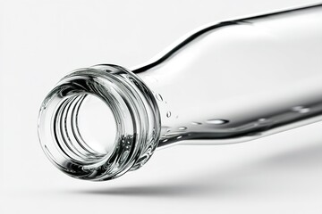 Poster - Clear glass bottle with a focus on the neck and opening highlighting its design and transparency