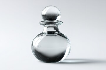 Poster - Elegant clear glass bottle with rounded shape and smooth finish on a plain background