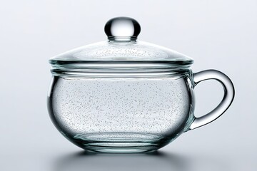 Poster - Transparent glass container with a lid showcasing unique air bubbles in a minimalistic design