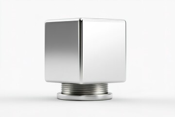 Poster - Metal cube with threaded base designed for industrial applications and modern decor