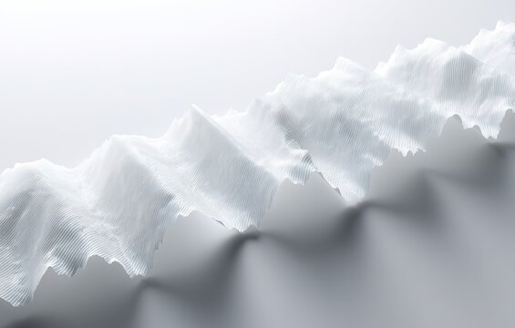 Textured white waves create a modern abstract design in a minimalist aesthetic setting