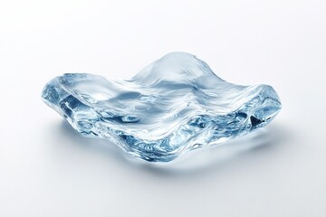 Poster - Intricate ice sculpture with smooth edges resting on a white surface lit by soft light