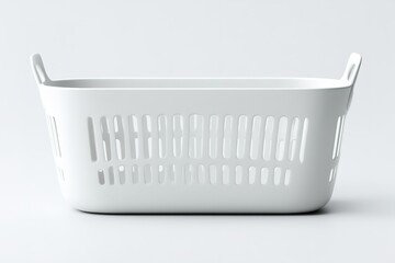 Poster - Minimalist white laundry basket on a simple background for home organization and storage needs