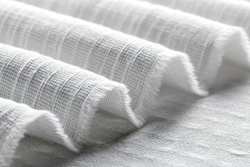 Poster - White fabric with textured waves showcasing fine detail in a soft light setting