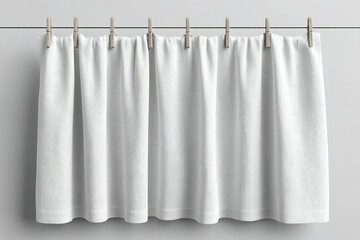 Poster - Simple white curtain hanging on a rod in a modern interior space during daylight hours
