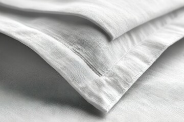 Poster - White linen fabric folded neatly showing texture and softness in bright natural light