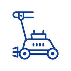 Poster - Blue Icon of Autonomous Robot on Black Background