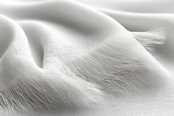 Poster - Smooth white fabric drapes elegantly, showcasing delicate texture and light play in a softly lit setting