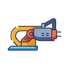 Poster - Cartoon robotic arm icon for automation engineering usage