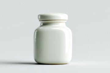 Poster - White ceramic jar on a minimalist background for home organization and decor