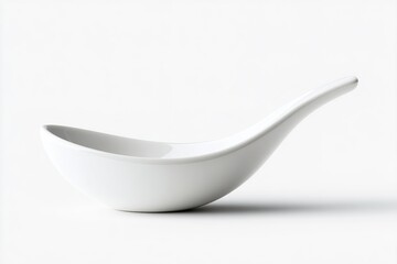 Poster - Sleek white ceramic spoon on a minimalistic surface highlighting modern kitchen design