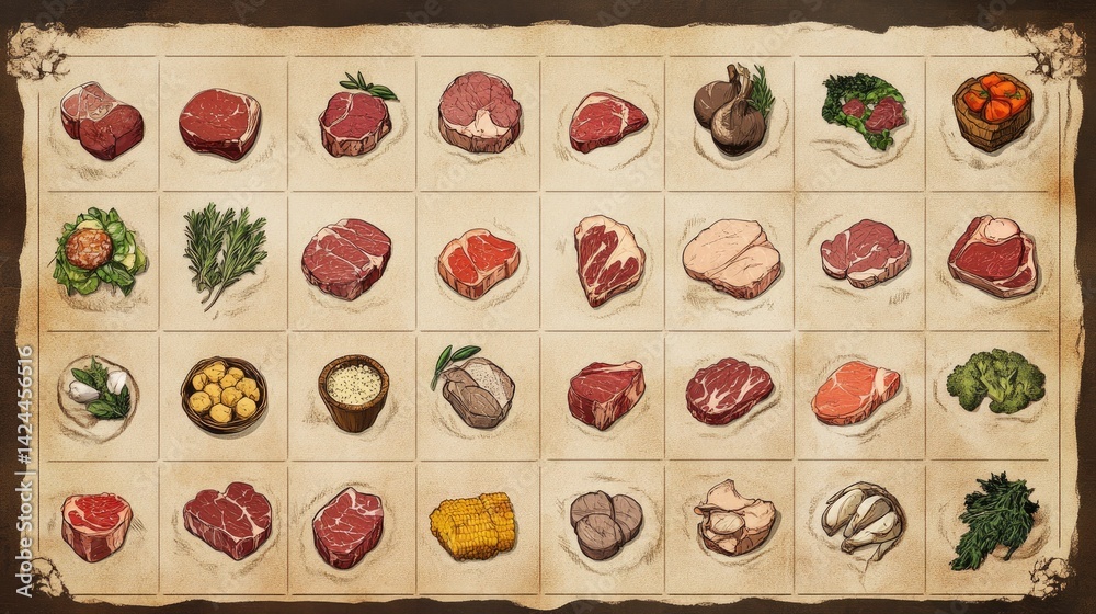 Cooking chart for rare doneness with images of meat at each internal ...