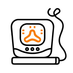 Poster - Modern orange connection vector graphic on black background