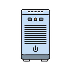 Poster - Desktop Computer Tower Cartoon Illustration on Black Background