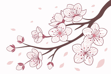  40 Pink cherry blossoms, watercolor flowers, delicate petals, floral pattern, soft pastel hues, botanical illustration, Japanese sakura, spring blooms, scattered floral elements, artistic rendition, d