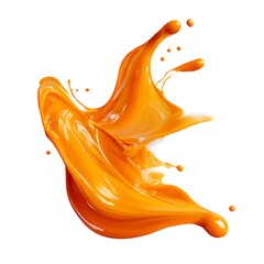 Fototapete - A vibrant orange paint splash isolated on a white background