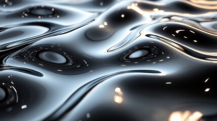 Poster - Abstract Liquid Metal Surface with Concentric Ripples and Subtle