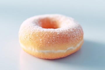 Poster - single donut sits on pristine white background creating minimalistic and clean image with ample copy space