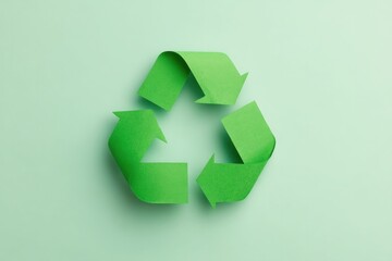 Poster - single recycling symbol stands out on smooth solid color background