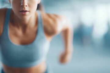 Poster - athlete performing intense crossfit exercise in focus with blurred background of people in motion