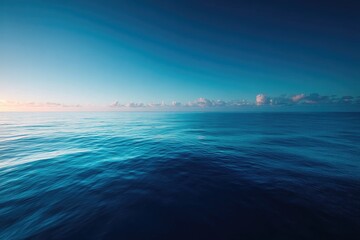 Poster - capture vast expanse of ocean under clear sky featuring no people or boats embodying serenity of world oceans day while