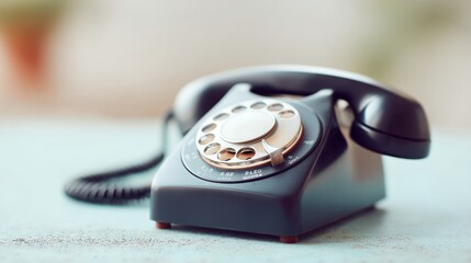 Poster - close-up of old rotary phone in minimalistic setup