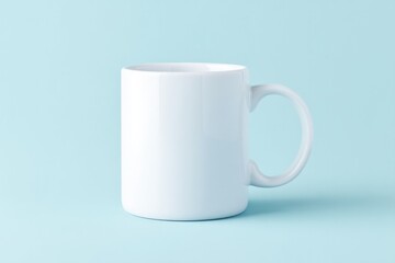 Poster - minimalistic image of white ceramic mug on solid monochrome background