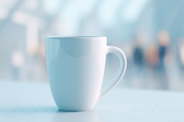 Poster - minimalistic mockup of blank cup or mug on smooth surface offering plenty of copy space