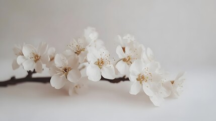 Poster - Branch of cherry blossoms blooming on white background