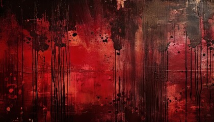 Aufkleber - dark abstract red and black texture with paint splatters for halloween design, web design, print media, and branding