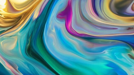 Poster - Iridescent Abstract Wavy Background Design with Colourful Fluid Gradient Shapes
