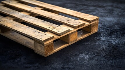 Poster - Wooden pallet resting on dark stone surface