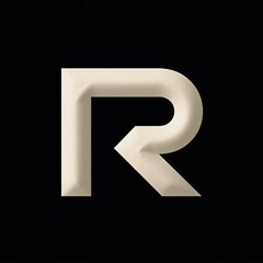 Aufkleber - Minimalist Monogram Logo Design Featuring Letter R on Deep Black Background – Elegant White Gradient Typography with Clean Lines and Geometric Aesthetic, Modern Luxury Branding Concept