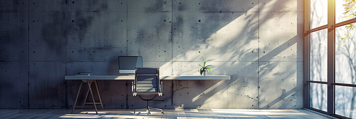 Aufkleber - Minimalist, modern office space illuminated by sunlight streaming through a window