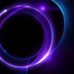 Poster - The image is a 3D render of an abstract cosmic background, complete with a galaxy, stars, a round vortex, and pink and blue neon lines that spin around a black hole