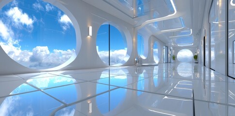 Wall Mural - spherical panorama background with high contrast interior lighting and intense sunlight in a 4k equi